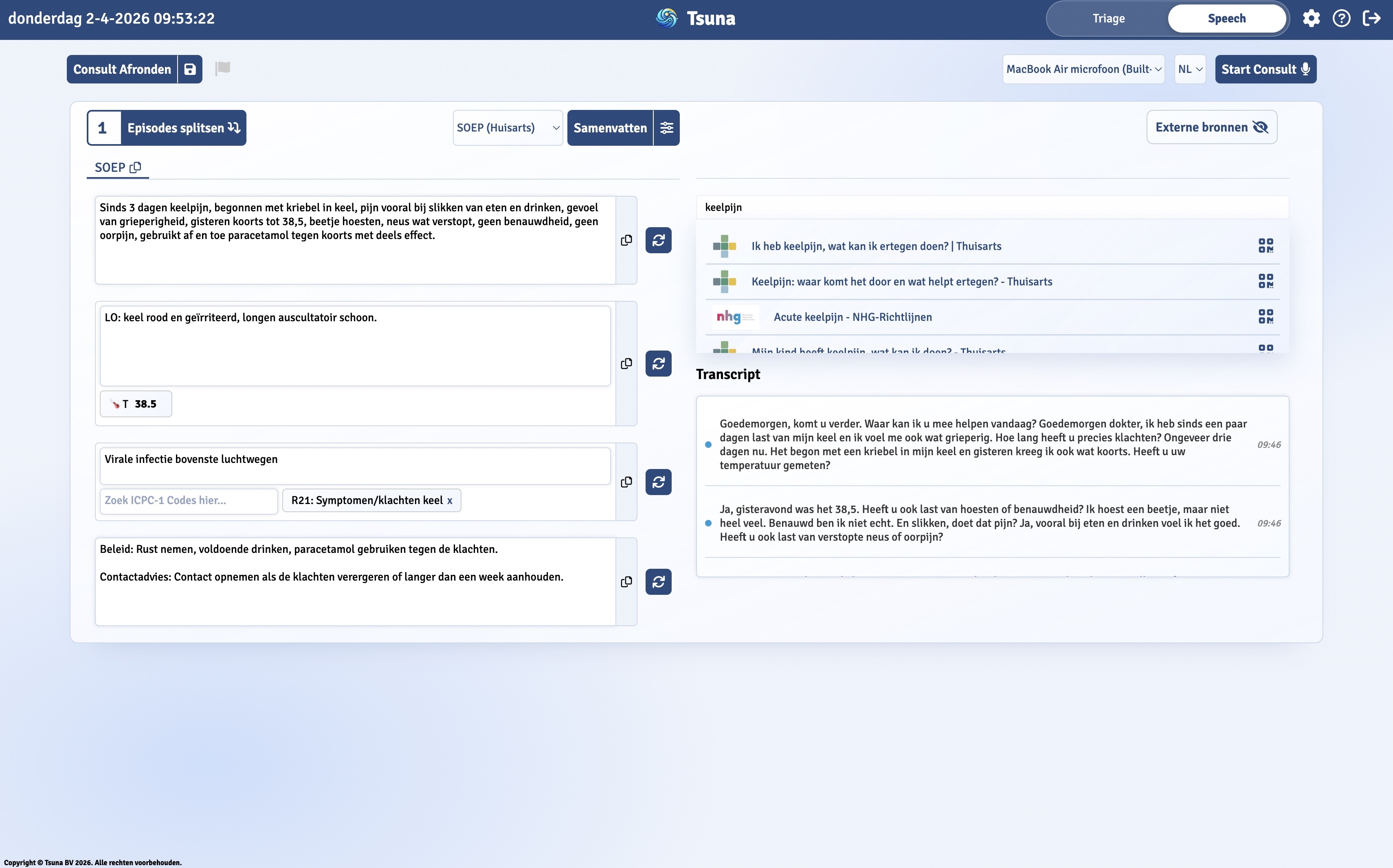 Tsuna Speech dashboard